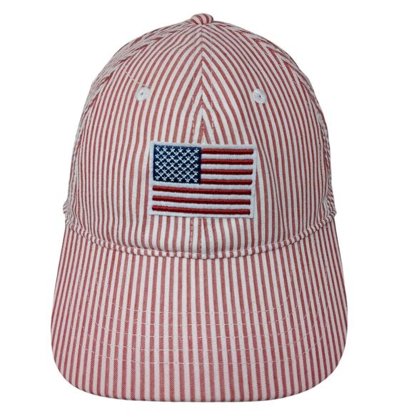 Accessories - Trendy striped USA Baseball Cap with Embroidered American Flag